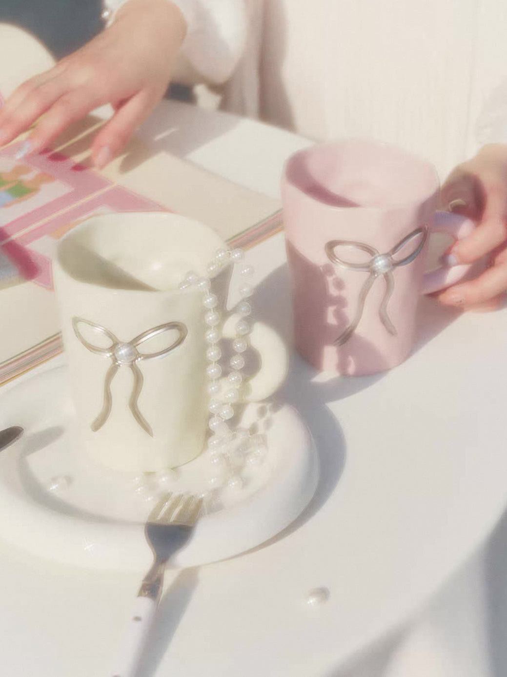 SOREMO 原创蝴蝶结马克杯芭蕾风水杯可爱韩式闺蜜女友送礼物ins风