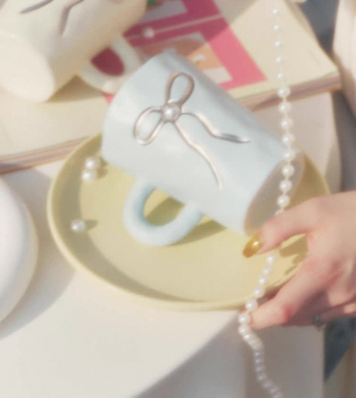 SOREMO 原创蝴蝶结马克杯芭蕾风水杯可爱韩式闺蜜女友送礼物ins风