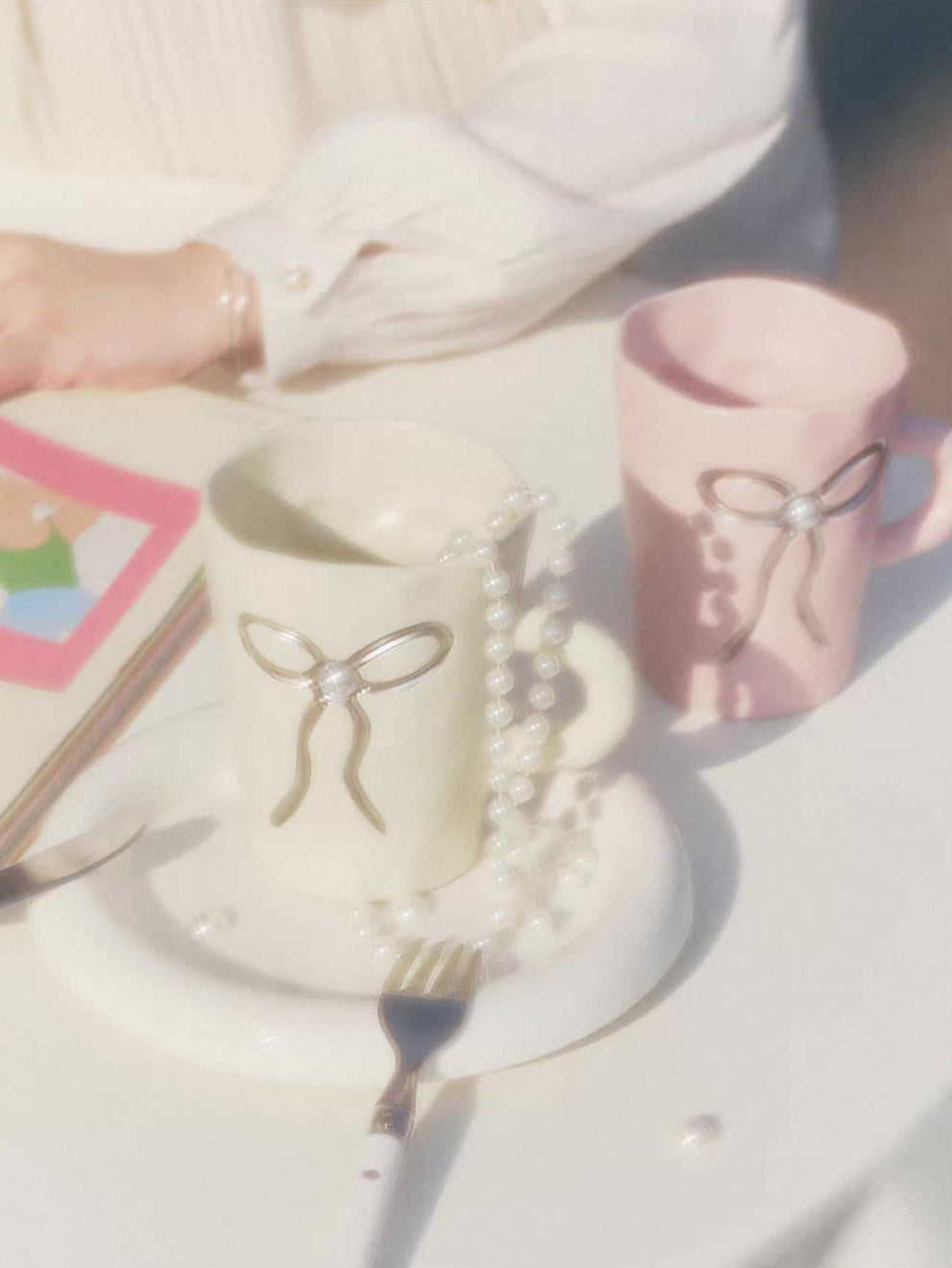 SOREMO 原创蝴蝶结马克杯芭蕾风水杯可爱韩式闺蜜女友送礼物ins风