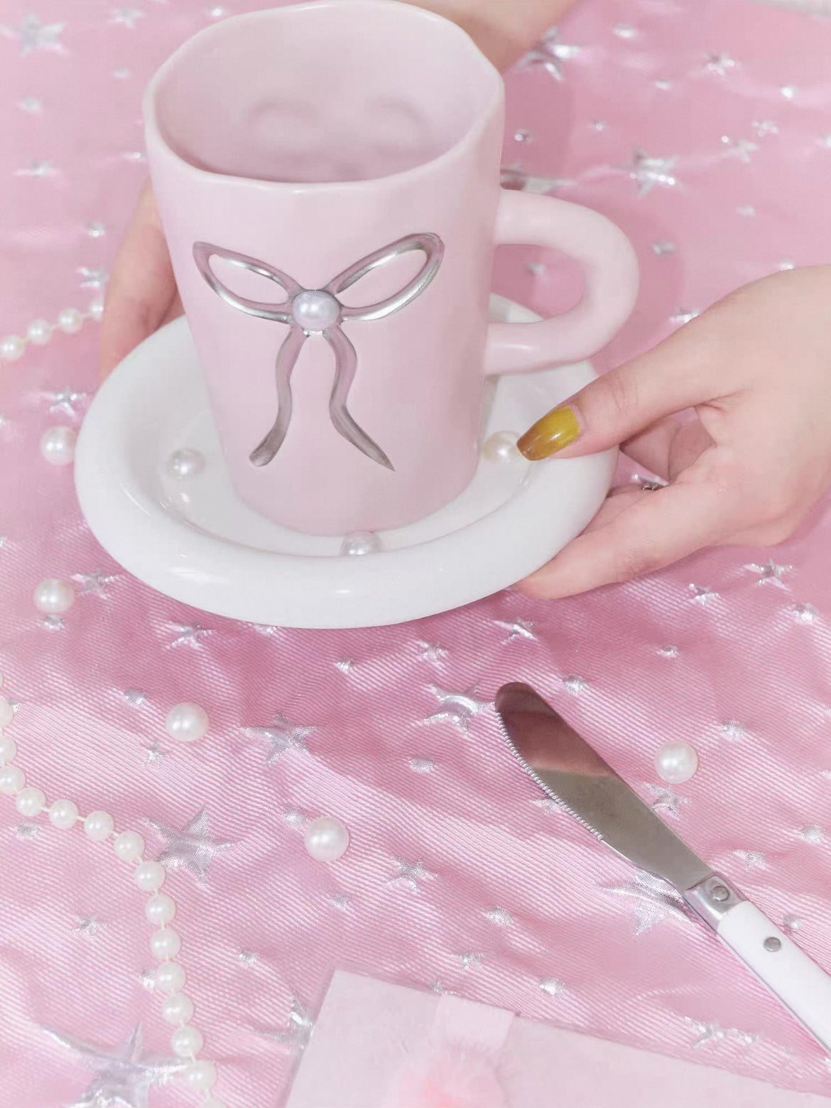 SOREMO 原创蝴蝶结马克杯芭蕾风水杯可爱韩式闺蜜女友送礼物ins风