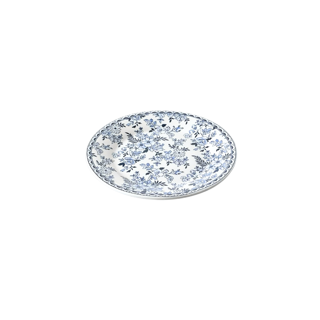 Modern Blue Floral Porcelain Plate Untable