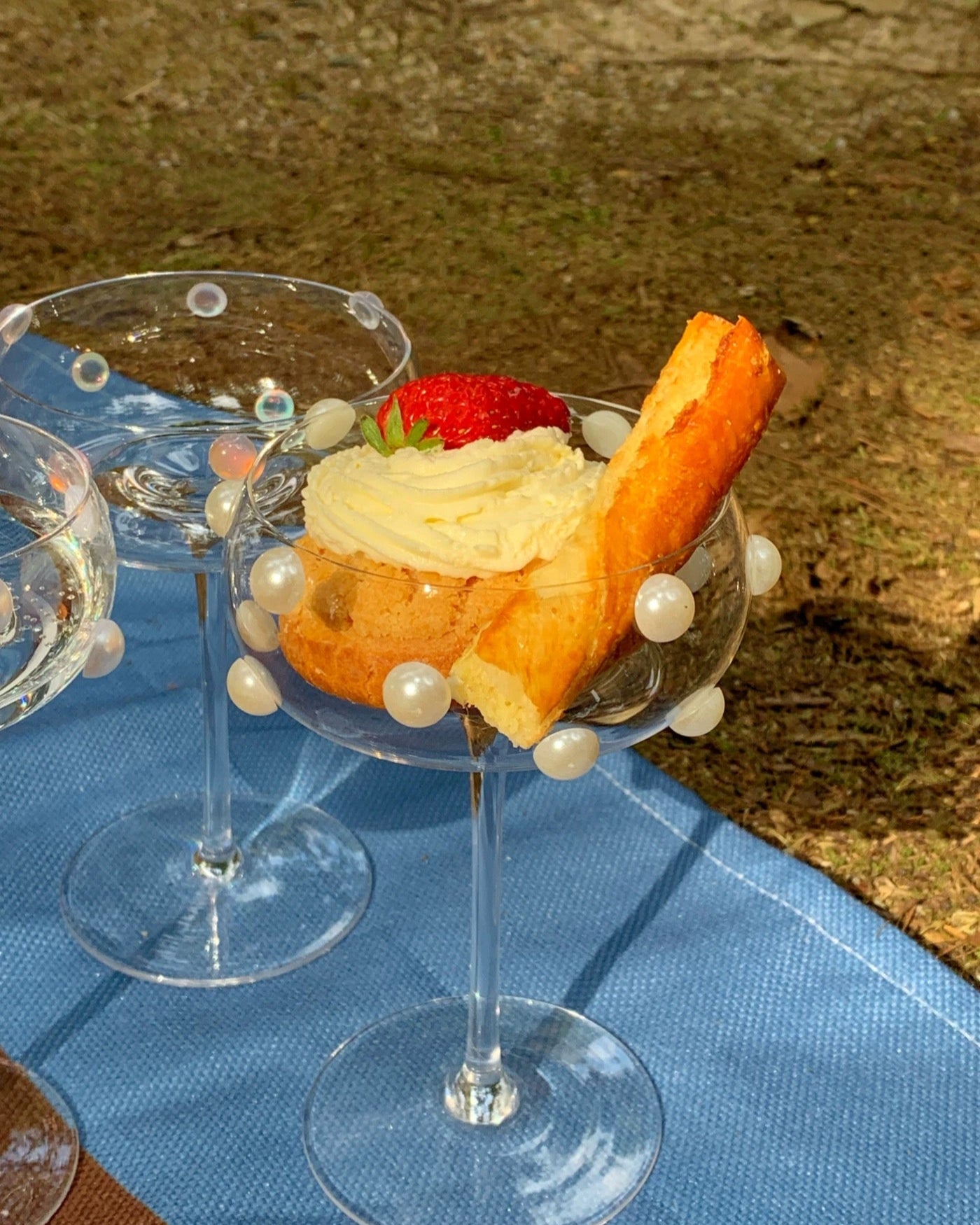 Pearl Dot Coupe Glass | Hand-applied Beads Untable 11