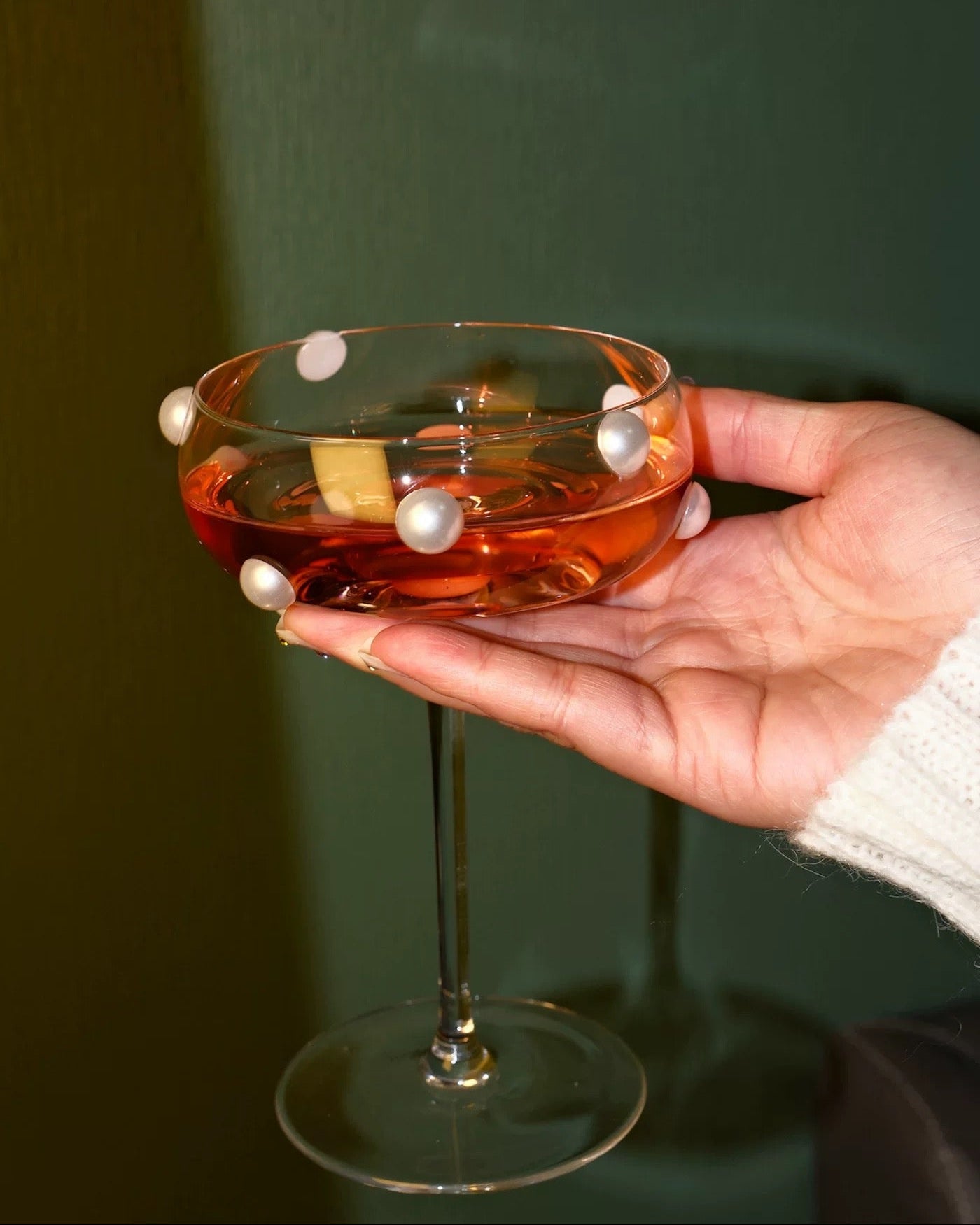 Pearl Dot Coupe Glass | Hand-applied Beads Untable 8