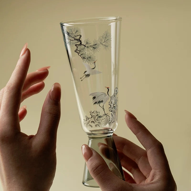 Pine & Crane Tall Glass | Handblown Glass – 170 ml Untable 2