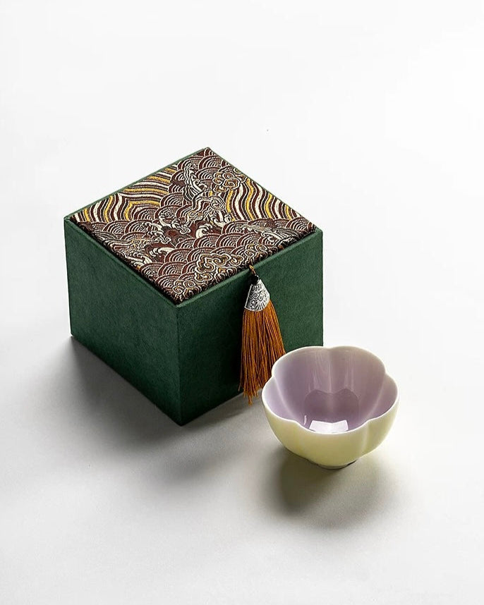 Plum Blossom Tea Cup - Yellow and Lavender | Jade Porcelain Untable 1
