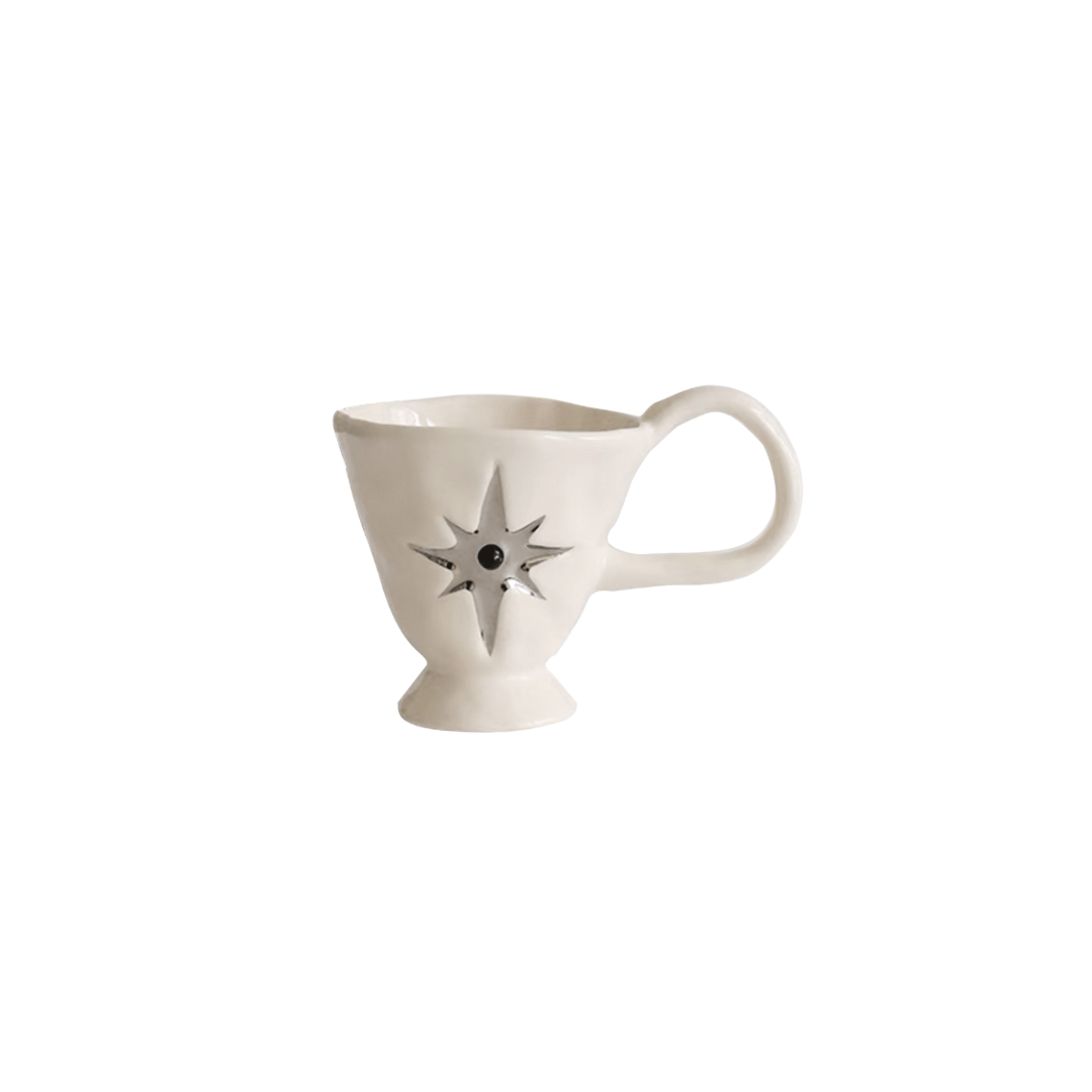 Starburst Pearl Ceramic Mug | Footed Design Untable