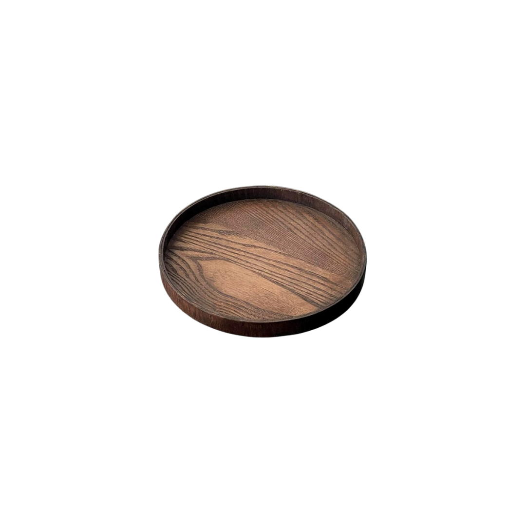 Walnut Round Wooden Tray Untable