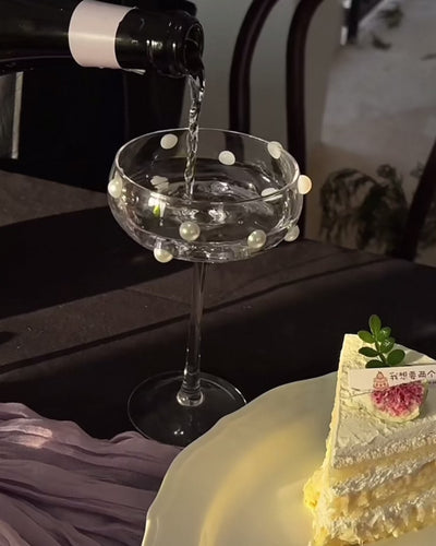 Pearl Dot Coupe Glass | Hand-applied Beads Untable 2